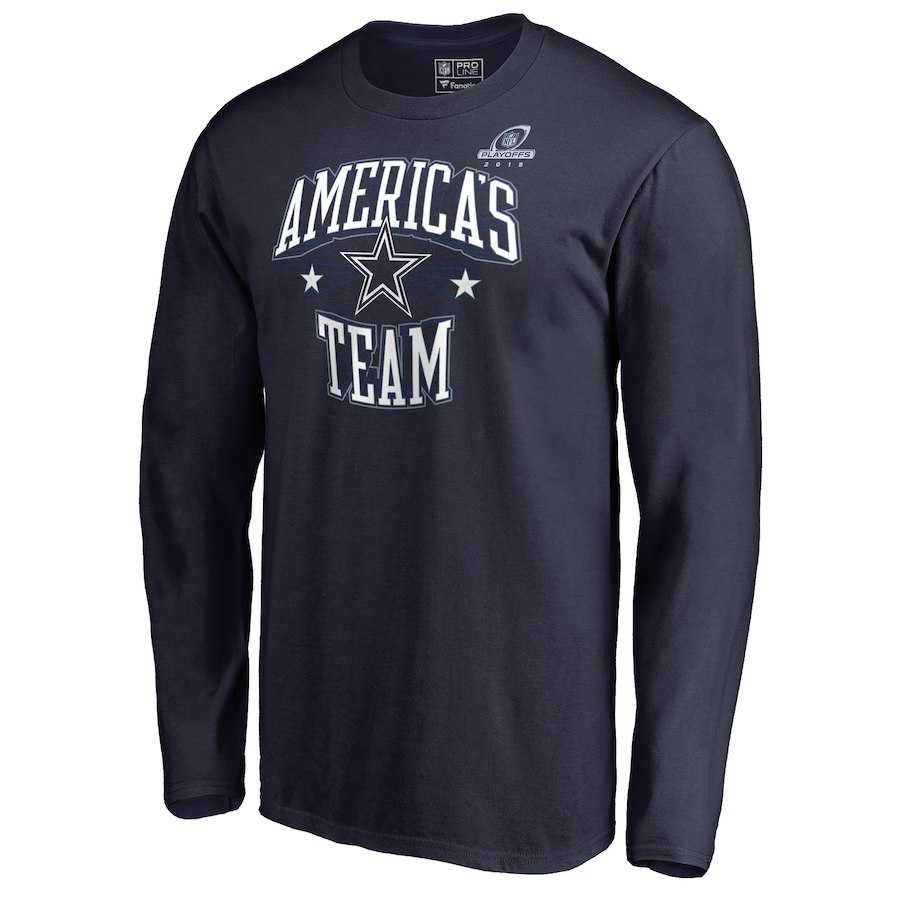 Men's Cowboys Navy 2018 NFL Playoffs America's Team Long Sleeve T-Shirt,We sell and wholesale Men's Cowboys Navy 2018 NFL Playoffs America's Team Long Sleeve T-Shirt on line form chian!
